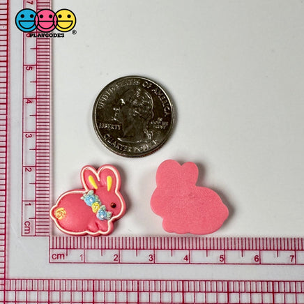 Bunny Rabbit Flat Back Flower Collar Charms 4 Colors Mix Option Cabochon 10/12Pcs Playcode3 Llc