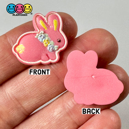 Bunny Rabbit Flat Back Flower Collar Charms 4 Colors Mix Option Cabochon 10/12Pcs Playcode3 Llc