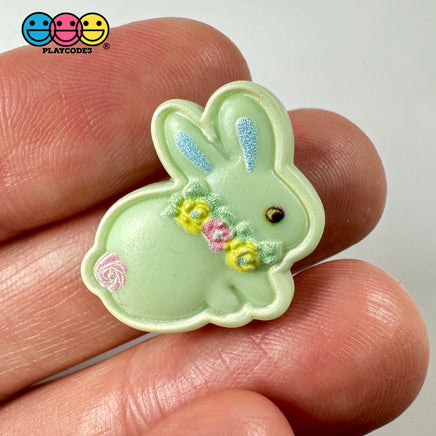 Bunny Rabbit Flat Back Flower Collar Charms 4 Colors Mix Option Cabochon 10/12Pcs Playcode3 Llc