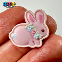 Bunny Rabbit Flat Back Flower Collar Charms 4 Colors Mix Option Cabochon 10/12Pcs Playcode3 Llc
