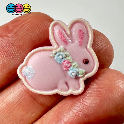 Bunny Rabbit Flat Back Flower Collar Charms 4 Colors Mix Option Cabochon 10/12Pcs Playcode3 Llc