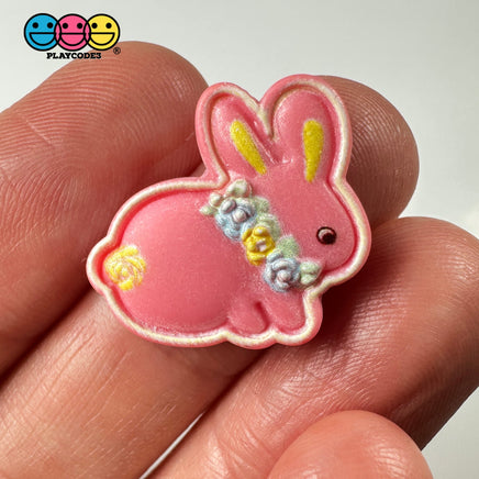 Bunny Rabbit Flat Back Flower Collar Charms 4 Colors Mix Option Cabochon 10/12Pcs Playcode3 Llc Pink