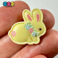 Bunny Rabbit Flat Back Flower Collar Charms 4 Colors Mix Option Cabochon 10/12Pcs Playcode3 Llc