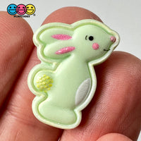 Bunny Rabbit Flat Back White Belly Charms 3 Colors Cabochons 10Pcs Playcode3 Llc Green (10 Pieces)