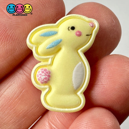 Bunny Rabbit Flat Back White Belly Charms 3 Colors Cabochons 10Pcs Playcode3 Llc Yellow (10 Pieces)