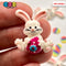 Bunny White Rabbit With Easter Egg Flatback Charms Cabochons Large Decoden Charm 10 Pcs