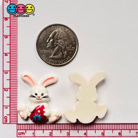 Bunny White Rabbit With Easter Egg Flatback Charms Cabochons Large Decoden Charm 10 Pcs