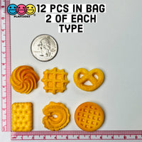 Butter Cookies Danish Faux Food Flatback Charms Cabochons Fake Dessert Cookie 12 Pcs Charm