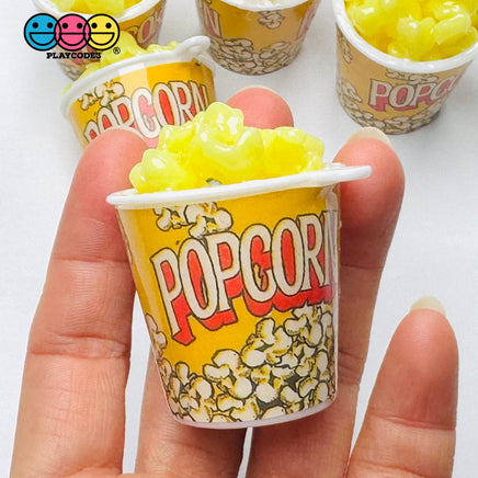 Buttered Popcorn Movie Buckets Charms Cabochon Fake Food 5 pcs Charm