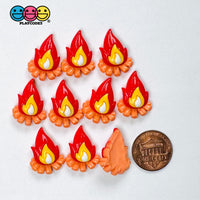 Camp Fire Flame Flatback Charms Camping Craft Supply 10pcs - Fake Food
