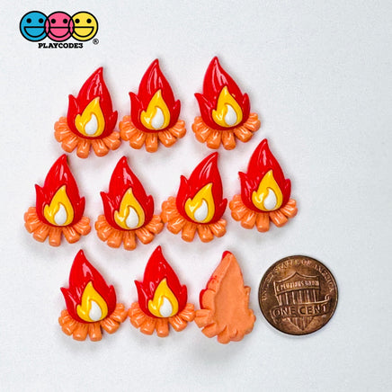 Camp Fire Flame Flatback Charms Camping Craft Supply 10pcs - Fake Food