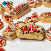 Candy Bar Snack Chocolate Caramel Cookie Mini Flatback Charm Fake Food Cabochons Charms 10 Pcs
