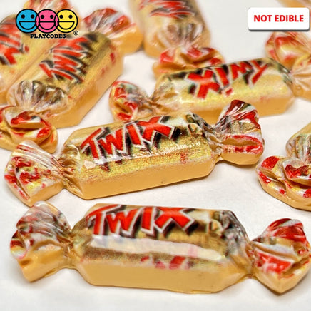 Candy Bar Snack Chocolate Caramel Cookie Mini Flatback Charm Fake Food Cabochons Charms 10 Pcs