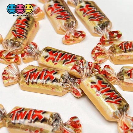 Candy Bar Snack Chocolate Caramel Cookie Mini Flatback Charm Fake Food Cabochons Charms 10 Pcs
