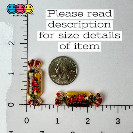 Candy Bar Snack Chocolate Caramel Cookie Mini Flatback Charm Fake Food Cabochons Charms 10 Pcs
