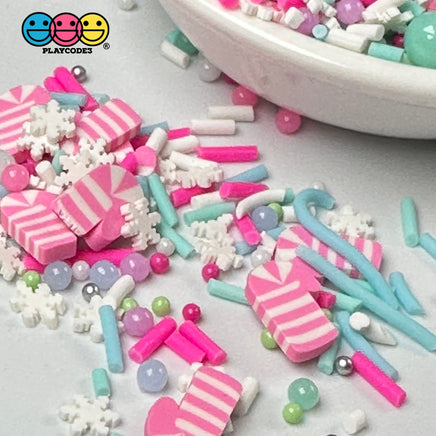 Candy Cane Pink Christmas Paradise Fimo Snowflake Beads Fake Clay Sprinkles Playcode3 Llc Sprinkle