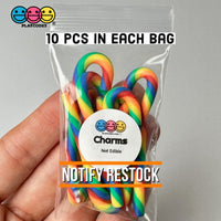 Candy Cane Rainbow Colors Swirl Fake Food Charm Resin Bake Cabochons 10 Pcs Playcode3 Llc