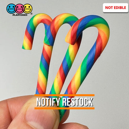 Candy Cane Rainbow Colors Swirl Fake Food Charm Resin Bake Cabochons 10 Pcs Playcode3 Llc