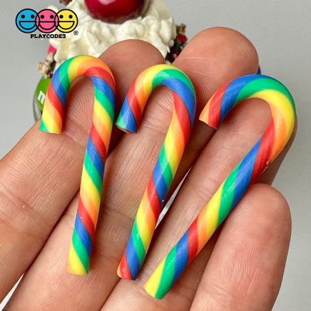 Candy Cane Rainbow Colors Swirl Fake Food Charm Resin Bake Cabochons 10 Pcs Playcode3 Llc