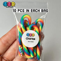 Candy Cane Rainbow Colors Swirl Fake Food Charm Resin Bake Cabochons 10 Pcs Playcode3 Llc
