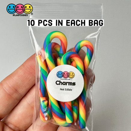 Candy Cane Rainbow Colors Swirl Fake Food Charm Resin Bake Cabochons 10 Pcs Playcode3 Llc