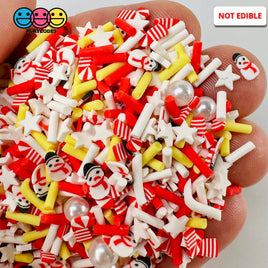 Candy Cane Snowman Pearl Beads Christmas Winter Holiday Fake Clay Sprinkles Decoden Fimo Jimmies