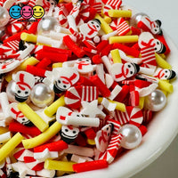 Candy Cane Snowman Pearl Beads Christmas Winter Holiday Fake Clay Sprinkles Decoden Fimo Jimmies