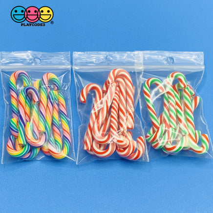10Pcs 3D Candy Cane Charms 3 Types