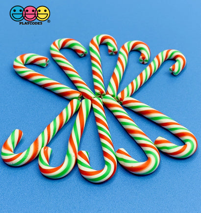 10Pcs 3D Candy Cane Charms 3 Types Christmas-Green/red