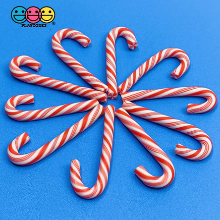 10Pcs 3D Candy Cane Charms 3 Types Peppermint-Red/white