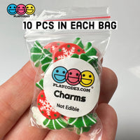 Candy Christmas Snowflake Wrapped Hard Fake Candies Red Green Flat Back Charms Cabochons 10 Pcs