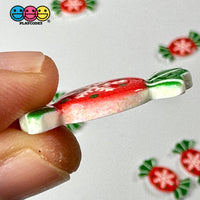 Candy Christmas Snowflake Wrapped Hard Fake Candies Red Green Flat Back Charms Cabochons 10 Pcs