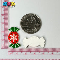 Candy Christmas Snowflake Wrapped Hard Fake Candies Red Green Flat Back Charms Cabochons 10 Pcs