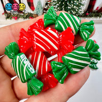 Candy Christmas Wrap Red Green Charm Fake Candies Flat Back Cabochons 2 Colors 10 Pcs Playcode3 Llc