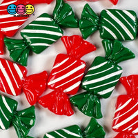 Candy Christmas Wrap Red Green Charm Fake Candies Flat Back Cabochons 2 Colors 10 Pcs Playcode3 Llc