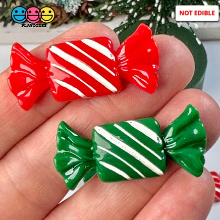 Candy Christmas Wrap Red Green Charm Fake Candies Flat Back Cabochons 2 Colors 10 Pcs Playcode3 Llc