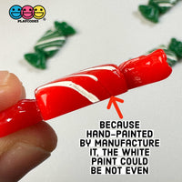 Candy Christmas Wrap Red Green Charm Fake Candies Flat Back Cabochons 2 Colors 10 Pcs Playcode3 Llc