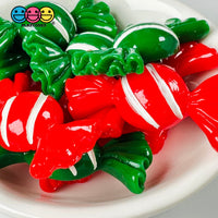 Candy Christmas Wrapped Hard Fake Candies Red Green Flat Back Charms Cabochons 2 Colors 10 Pcs