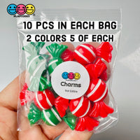 Candy Christmas Wrapped Hard Fake Candies Red Green Flat Back Charms Cabochons 2 Colors 10 Pcs