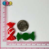 Candy Christmas Wrapped Hard Fake Candies Red Green Flat Back Charms Cabochons 2 Colors 10 Pcs