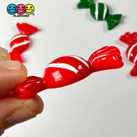 Candy Christmas Wrapped Hard Fake Candies Red Green Flat Back Charms Cabochons 2 Colors 10 Pcs