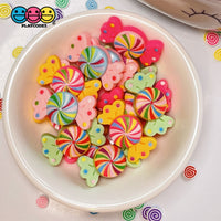 Candy Colorful Swirling Wrapped Hard Fake Candies Flatback Charms Cabochons 16 Pcs Charm