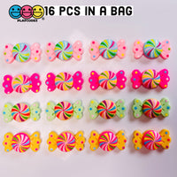 Candy Colorful Swirling Wrapped Hard Fake Candies Flatback Charms Cabochons 16 Pcs Charm