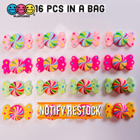 Candy Colorful Swirling Wrapped Hard Fake Candies Flatback Charms Cabochons 16 Pcs Charm