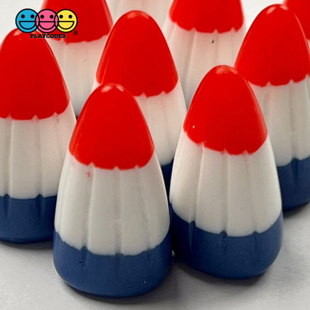 Candy Corn 4Th Of July Colors Fake Food Realistic Candies Charm Cabochons 10 Pcs