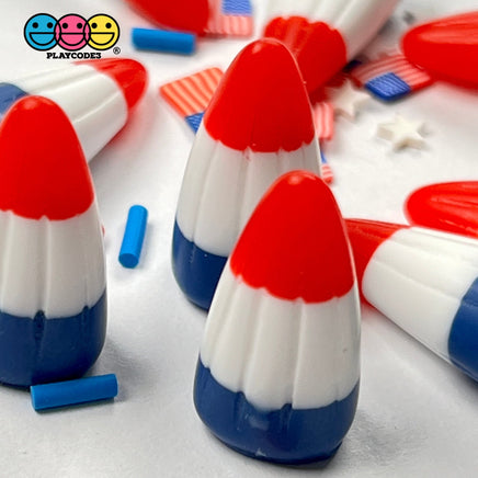Candy Corn 4Th Of July Colors Fake Food Realistic Candies Charm Cabochons 10 Pcs