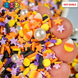 Candy Corn Star Pearl Celebration Halloween Mix Fimo Fake Polymer Clay Sprinkles Jimmies Funfetti