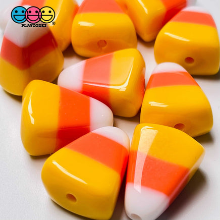 Candy Corn With Holes Fake Food Realistic Jewelry Charm Halloween Cabochons 10 Pcs