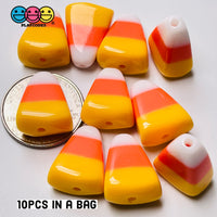 Candy Corn With Holes Fake Food Realistic Jewelry Charm Halloween Cabochons 10 Pcs