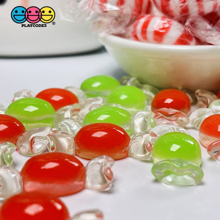 Candy Hard Mini Translucent Charm Christmas Multi Color Mix Charms Cabochons 10 Pcs Red Green